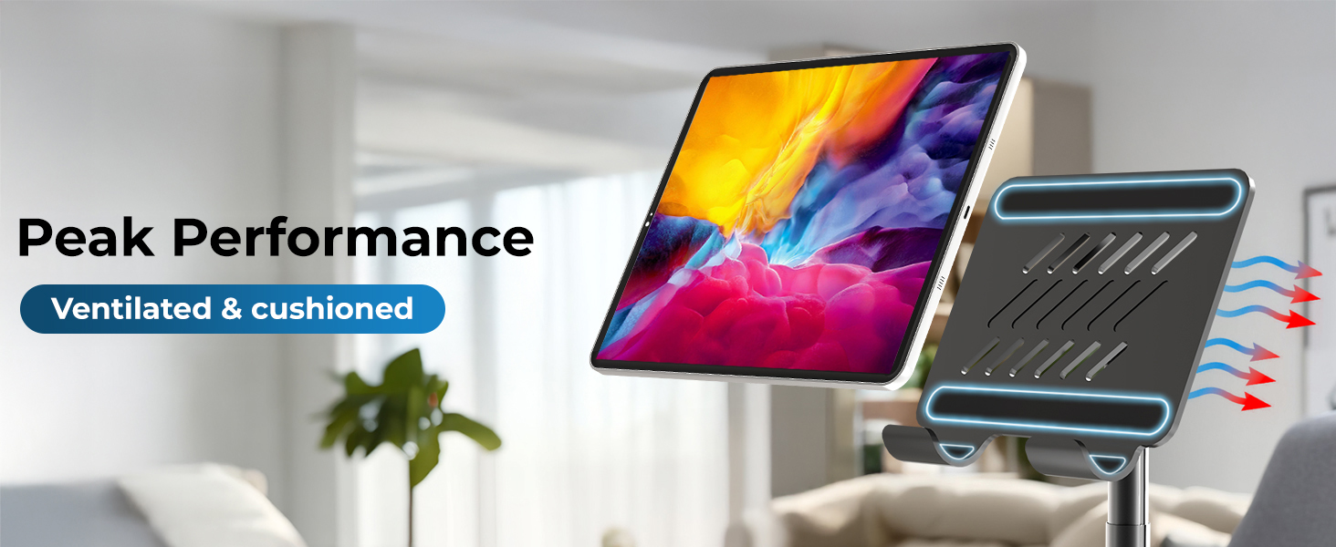 Ventilated iPad mini stand, soporte para tablet with cooling design, stable stand for iPad holder