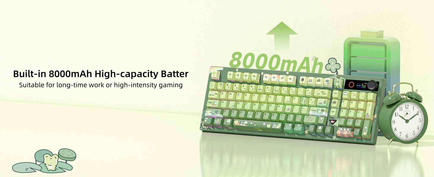 Frog Wireless Mechanical Creamy Keyboard,Gaming Keyboard with Number Pad,98% Keyboard