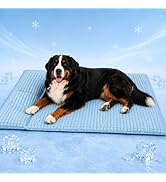 GOLOPET Extra Large Pet Cooling Mat for Dogs with Pillow, Soft PP Cotton Filled Ice-Cool Dog Bed,...
