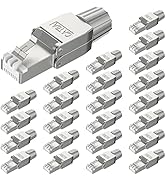VCELINK RJ45 Cat6A Connectors Tool-Free Reusable Shielded Ethernet Termination Plugs for 23AWG SF...