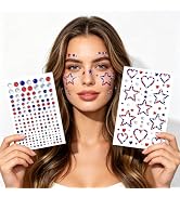 226pcs 4th of July Face Gems Independence Day Satr Heart Face Jewels Stickers for Women Red White...