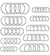 Hysagtek 50 pcs Metal O Ring and D Ring, Non-Welded Metal Rings Multi-Purpose Buckles for Bag Str...