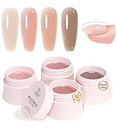 Beetles HEMA-Free Hard Gel Set-Chestnut Breeze 4 Colors Nude Beige Light Brown,9 in 1 Nail Extens...