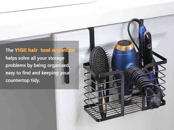 YIGII Hair Dryer Holder Wall Mount Bathroom for Flat Iron, Curling Wand