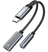 USB C Splitter for KZ ZS10 PRO, CCZ CA01 USB C to 3.5mm Audio Headphone and Charger Adapter, Type...