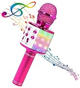 BlueFire 4 in 1 Karaoke Wireless Microphone with LED Lights, Portable Microphone for Kids, Great ...