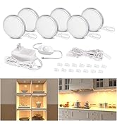 WOBANE LED Puck Lights Plug in, Under Cabinet Lighting with Switch, Dimmable Under Counter Lighti...