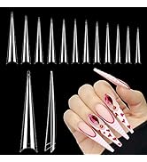 Lionvison 4XL Stiletto Nail Tips for Acrylic Nails Professional, 300PCS Clear Nail Tips Half Cove...