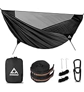 CROSSHIP Camping Hammock with Mosquito Net – Portable Parachute Nylon Hammock Tent with Tree Stra...