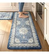 Collive Boho Kitchen Mat, Cushioned Anti Fatigue Kitchen Rug Set 2 Piece Non-Skid Waterproof Kitc...