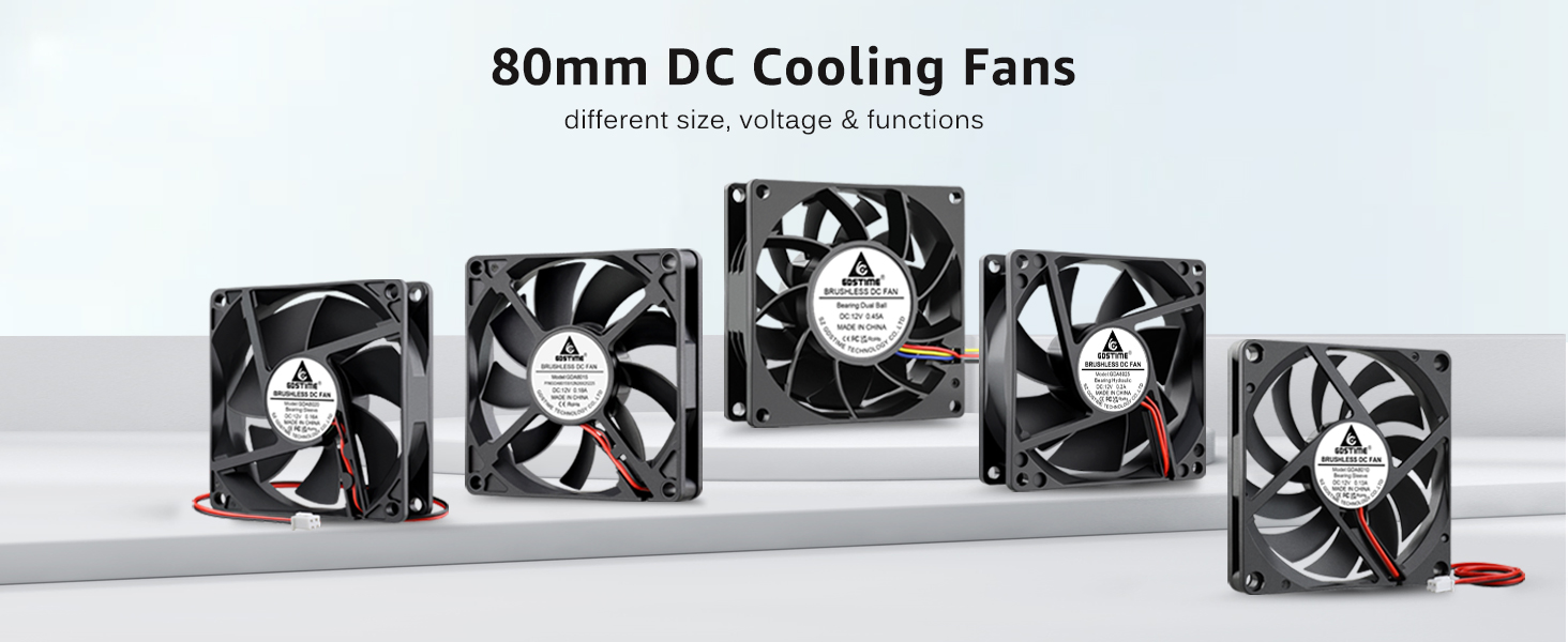GDSTIME 80mm x 80mm 12 Volt DC Cooling Fans