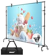 EMART 10x7.7ft Rolling Backdrop Stand with Wheels, Adjustable and Moveable Photo Backdrop Banner ...