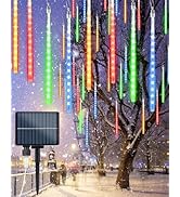 Solar Meteor Shower Icicle Lights 20 Tubes 480 LED Raindrop Lights with Timer Function Falling Ra...