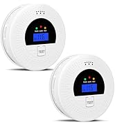 2-Pack, Smoke Alarm and Carbon Monoxide Detector, Carbon Monoxide and Smoke Detectors with LCD Di...