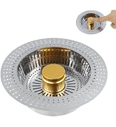 Chinflly 3 in 1 Kitchen Sink Drain Strainer &amp; Sink Stopper, Stainless Steel Pop Up Drain Cover wi...