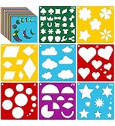 Peohud 40 Pieces Stencils for Kids, Geometric Shaped Stencils, Simple Drawing Chalk Stencils Colo...