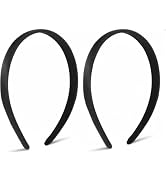 ZGLUZP 2Pcs Black Headbands Wide Satin Fashion Solid Hoops Anti-slip Plain DIY Hair Accessories G...