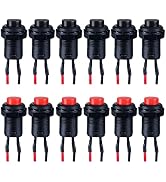 DMWD 12-Pack 12mm Mini Momentary Push Button Switch AC 250V/1.5A 125V/3A 2Pins with Pre-soldered ...