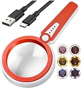 HUIBOER 45X Magnifying Glass with Light, 6 LED Light Modes, 1200mAh Long-Lasting Battery, 4.6 Inc...