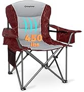 KingCamp Oversized Camping Folding Chair, Heavy Duty 450 LBS with Lumbar Support, Padded seat wit...