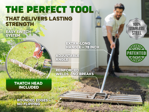 Lawn Leveling Rake 30inch - Thatch Rake