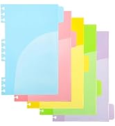 Spiral Notebook Dividers with Pockets, 5-Pack Color-Coded PVC Removable Tab Dividers, Only Fit 16...