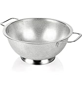 POPGRADE 3QT Stainless Steel Colander,Microporous Rice Strainer for Washing Rice, Pasta and Small...