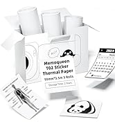 Memoqueen T02 White Adhesive Thermal Paper, Labels Sticker Paper Printer Paper, 1.96" x 11.4' (50...