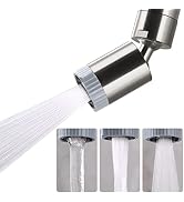 Rotating Faucet Nozzle,360° Swivel Kitchen Faucet Aerator Splash-Proof, 3-Flow Sprayer Female Bat...