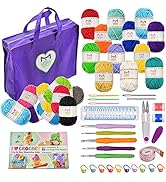 Mira Handcrafts Complete 40 Acrylic Yarn Balls, Full Crochet Kit, Paperback Project Book, 8 E-Boo...