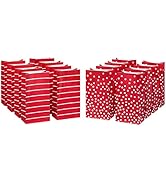 American Greetings 10'' Medium Red Treat Bags for Christmas and All Holidays, Stripes and Polka D...