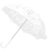 Msiud White Lace Embroidery Umbrella, 17.5 * 18.7in Bridal Decorative Photography Craft Sunshade ...