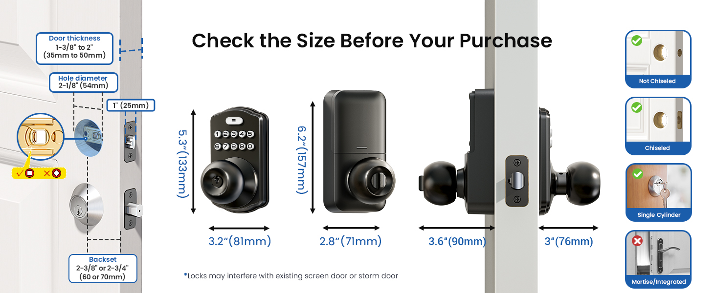 keypad door lock with knob