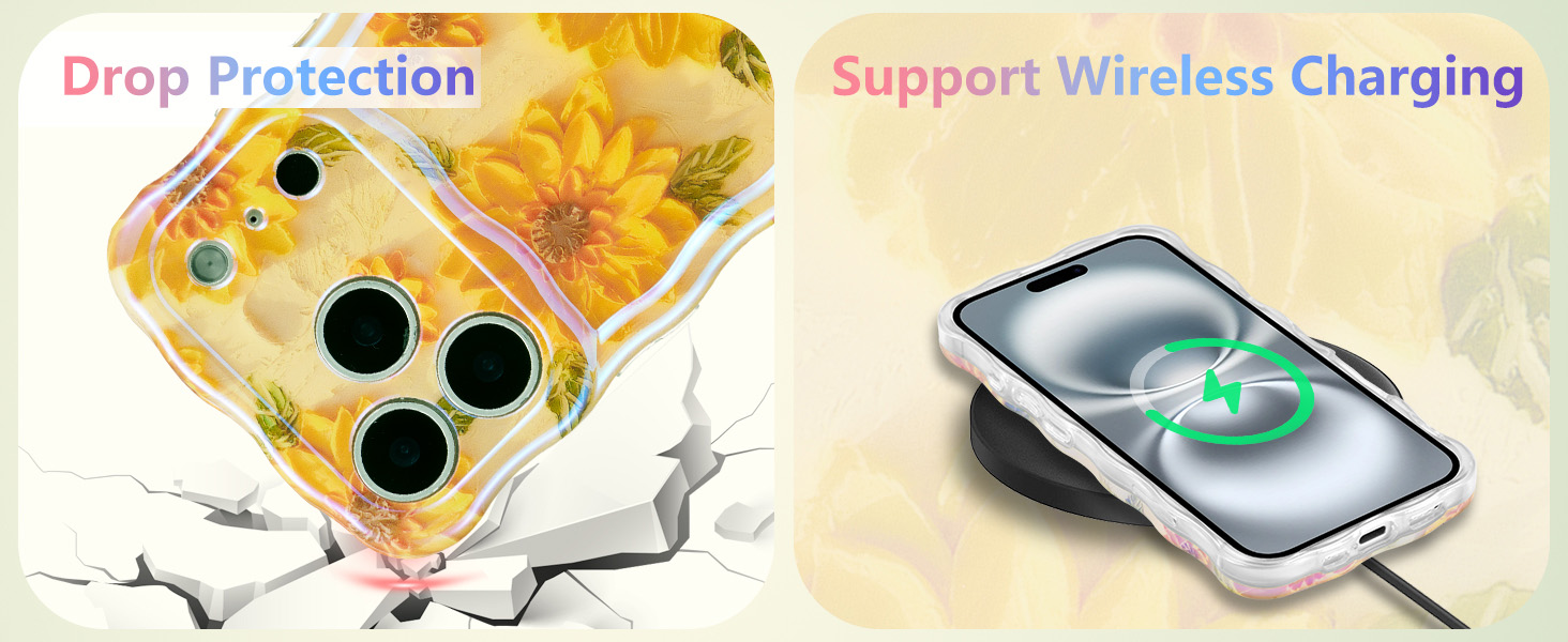 wave wavy iphone 17 Pro Max case flowers