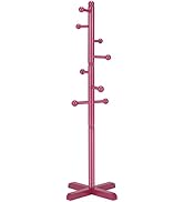 Azaeahom Cross Coat Rack Freestanding Clothing Hanger Home Racks, Wooden Coat Tree Stand with 8 H...