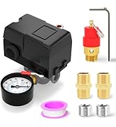 BOGERDACK 4 Way Air Compressor Pressure Switch Control Valve Kit 95-125 PSI, 1/4" NPT Port, 110V-...