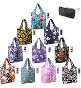 BeeGreen 10 Pack Washable Floral Grocery Bags for Shopping Reusable Tote Bags Extra Large 50LBS C...