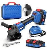 Cordless Angle Grinder Kit, Brushless Angle Grinder Tool with 2x4.0Ah Batteries &amp; Charger,Power A...