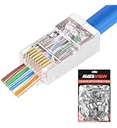 AvesView 100-Pack Cat 6 Pass Through RJ45 Connectors (Ethernet Cable Connector) FTP Shielded RJ45...