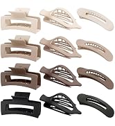Flat Hair Clips for Women 12 Pack, Large Matte Square Claw Clips, Flat Hair Accessories, Side Sli...