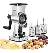 LHS Rotary Cheese Grater Stainless Steel Manual Handheld Cheese Shredder Grater Walnuts Grinder w...
