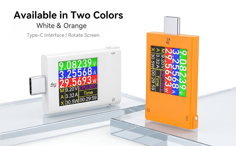 eversame B10 usb tester availble in white and orange color