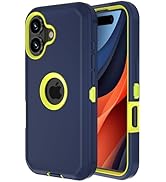 Jiunai for iPhone 16 Case Heavy Duty Strong Shockproof Port Protection Screenless Dustproof Dual ...