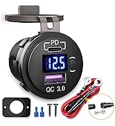 Nilight Quick Charge Socket PD Type C and QC 3.0 USB Fast Charge 12V 24V Car Outlet Voltmeter ON ...