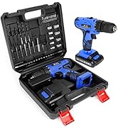 jar-owl 21V Cordless Drill/Driver Kit, 0-1350RMP Variable Speed, 3/8" Compact Drill Set - Black &amp;...