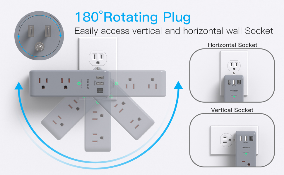 multi plug outlet with rotating plug 