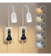 HUAEU 2 Pack Wall Mounted Headboard Reading Light, LED Dimmable Touch Control, Flexible Gooseneck...