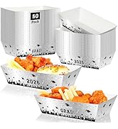 50 Pcs 2026 Graduation Decor, 2 Styles Serving Trays Congrats Grad, Class of 2026 Silver Disposab...