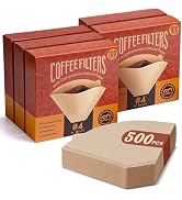 Metflavor 500 Count Cone Coffee Filters #4, Disposable Unbleached Coffee Filter 8-12 Cup,100 Ct (...