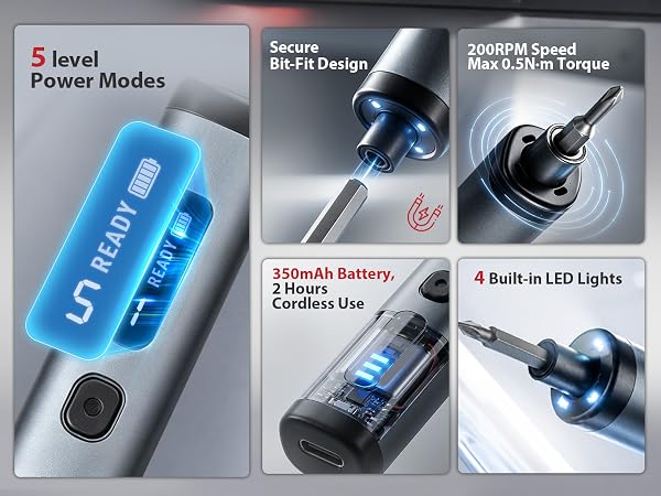 Precision Electric Screwdriver Set 78 in 1 Mini Electric Screwdriver, Magnetic Rotatable Rack